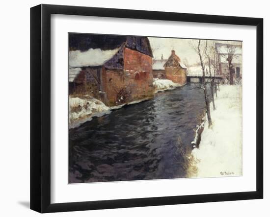 A Winter River Landscape, 1895-Fritz Thaulow-Framed Giclee Print