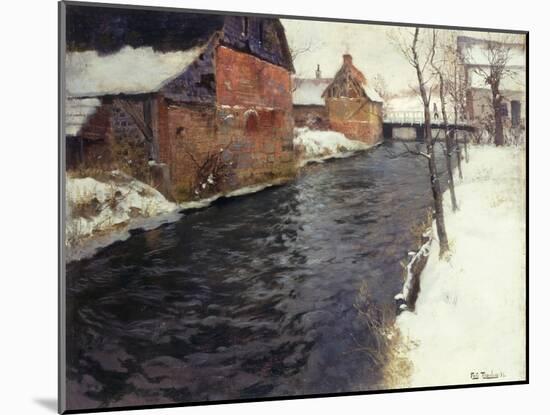 A Winter River Landscape, 1895-Fritz Thaulow-Mounted Giclee Print