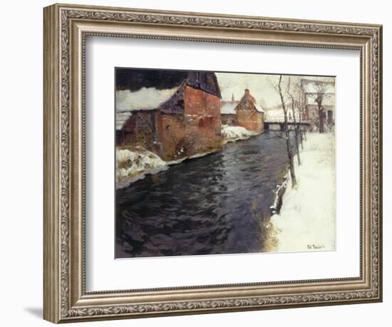 A Winter River Landscape, 1895-Fritz Thaulow-Framed Giclee Print