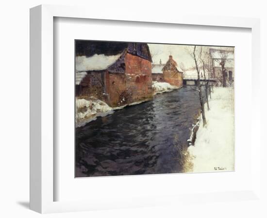 A Winter River Landscape, 1895-Fritz Thaulow-Framed Giclee Print