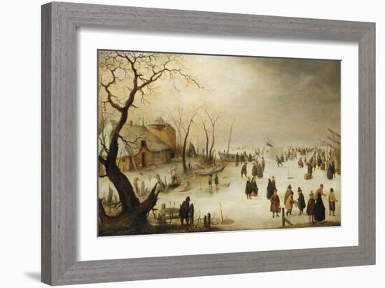 A Winter River Landscape with Figures on the Ice-Hendrik Avercamp-Framed Giclee Print