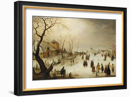 A Winter River Landscape with Figures on the Ice-Hendrik Avercamp-Framed Giclee Print