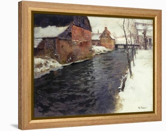 A Winter River Landscape-Frits Thaulow-Framed Premier Image Canvas