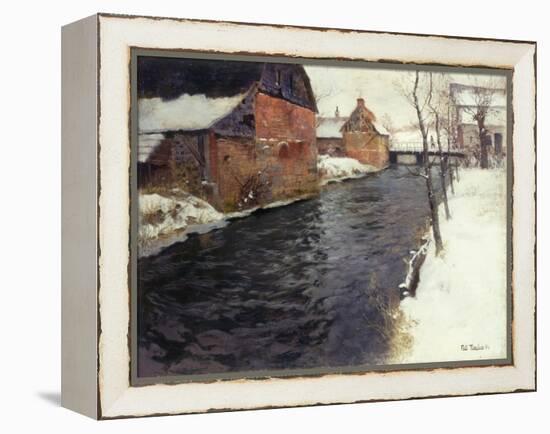 A Winter River Landscape-Frits Thaulow-Framed Premier Image Canvas