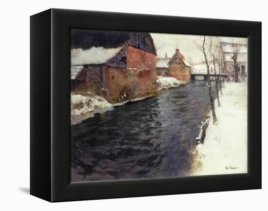 A Winter River Landscape-Frits Thaulow-Framed Premier Image Canvas