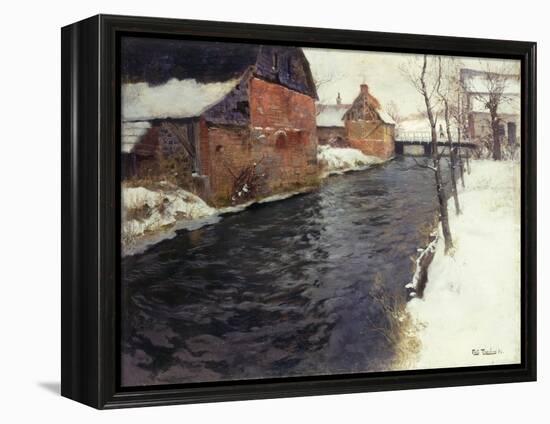 A Winter River Landscape-Frits Thaulow-Framed Premier Image Canvas