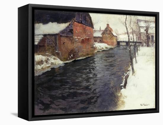 A Winter River Landscape-Frits Thaulow-Framed Premier Image Canvas