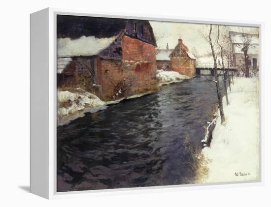A Winter River Landscape-Frits Thaulow-Framed Premier Image Canvas
