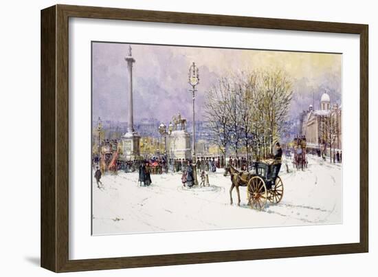 A Winter's Day, Trafalgar Square, C.1897-John Sutton-Framed Giclee Print