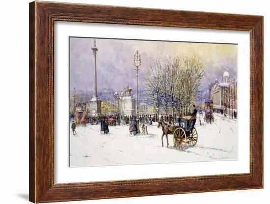 A Winter's Day, Trafalgar Square, C.1897-John Sutton-Framed Giclee Print