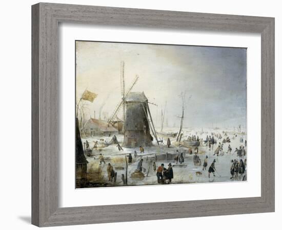 A Winter's Landscape with Skaters-Hendrik Avercamp-Framed Giclee Print