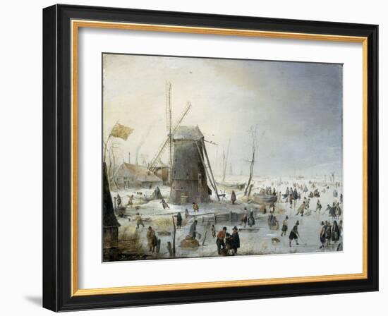 A Winter's Landscape with Skaters-Hendrik Avercamp-Framed Giclee Print