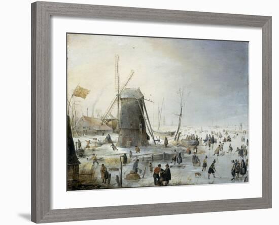 A Winter's Landscape with Skaters-Hendrik Avercamp-Framed Giclee Print