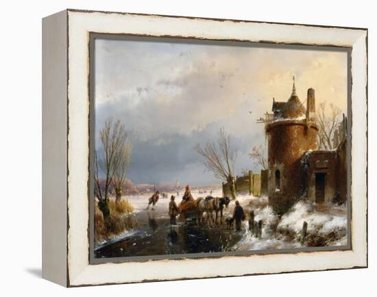 A Winter Scene by Andreas Schelfhout-Andreas Schelfhout-Framed Premier Image Canvas