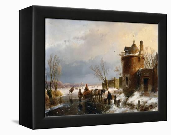 A Winter Scene by Andreas Schelfhout-Andreas Schelfhout-Framed Premier Image Canvas