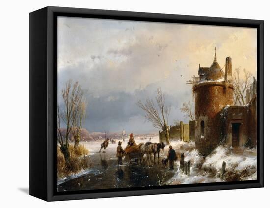 A Winter Scene by Andreas Schelfhout-Andreas Schelfhout-Framed Premier Image Canvas