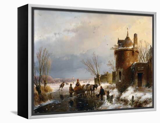 A Winter Scene by Andreas Schelfhout-Andreas Schelfhout-Framed Premier Image Canvas