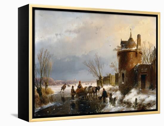 A Winter Scene by Andreas Schelfhout-Andreas Schelfhout-Framed Premier Image Canvas