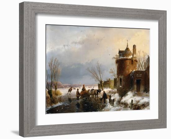 A Winter Scene by Andreas Schelfhout-Andreas Schelfhout-Framed Giclee Print