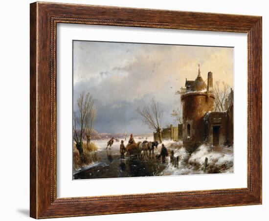 A Winter Scene by Andreas Schelfhout-Andreas Schelfhout-Framed Giclee Print