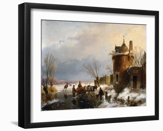 A Winter Scene by Andreas Schelfhout-Andreas Schelfhout-Framed Giclee Print