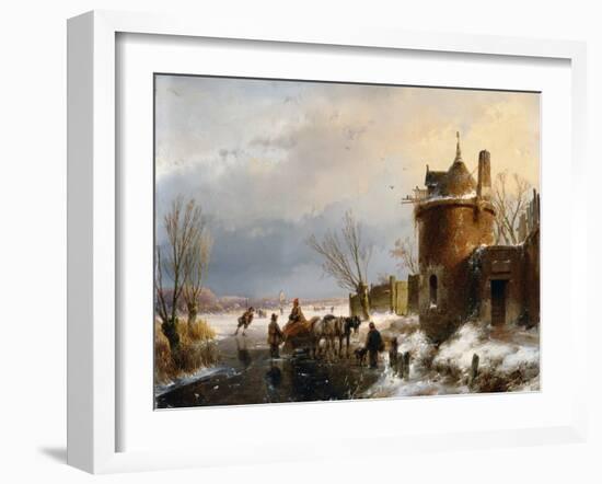 A Winter Scene by Andreas Schelfhout-Andreas Schelfhout-Framed Giclee Print