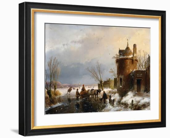 A Winter Scene by Andreas Schelfhout-Andreas Schelfhout-Framed Giclee Print