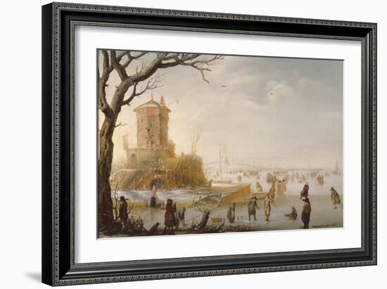 A Winter Scene with Figures on the Ice-Barent Avercamp-Framed Giclee Print