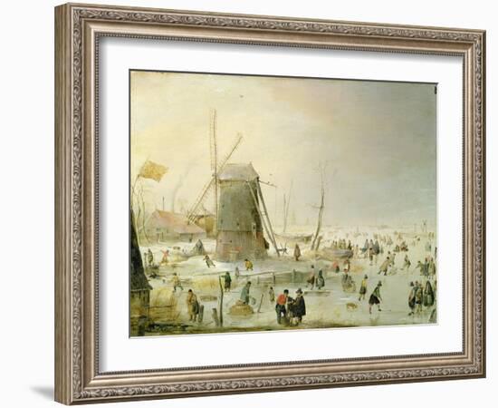 A Winter Scene with Skaters by a Windmill-Hendrik Avercamp-Framed Giclee Print