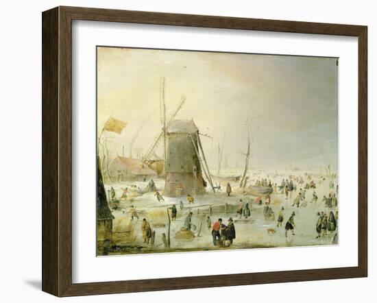 A Winter Scene with Skaters by a Windmill-Hendrik Avercamp-Framed Giclee Print