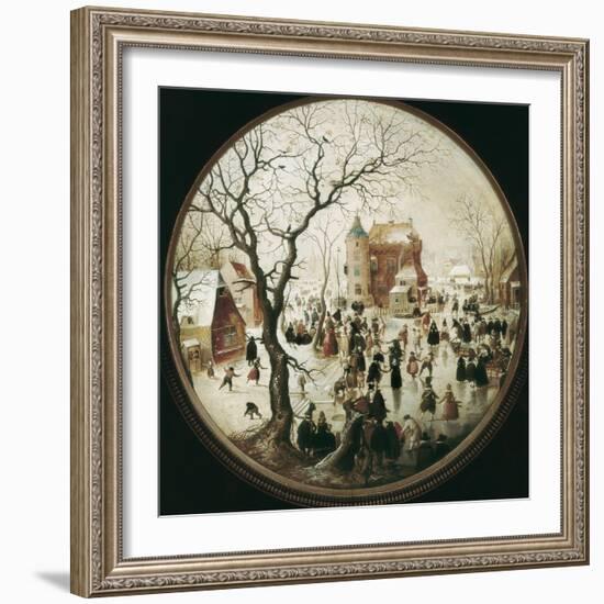 A Winter Scene with Skaters Near a Castle-Hendrik Avercamp-Framed Art Print