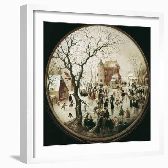 A Winter Scene with Skaters Near a Castle-Hendrik Avercamp-Framed Art Print