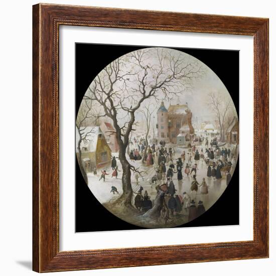 A Winter Scene with Skaters Near a Castle-Hendrick Avercamp-Framed Giclee Print