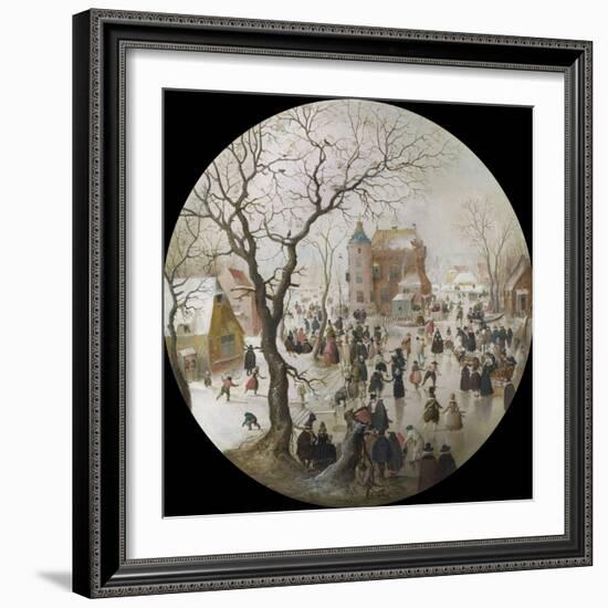 A Winter Scene with Skaters Near a Castle-Hendrick Avercamp-Framed Giclee Print