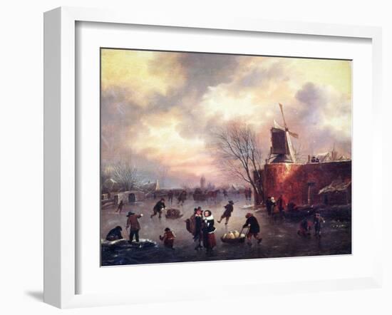 A Winter Skating Scene-Claes Molenaer-Framed Giclee Print