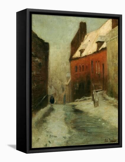 A Winter Street Scene, Montreuil-Fritz Thaulow-Framed Premier Image Canvas