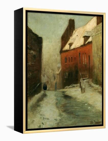 A Winter Street Scene, Montreuil-Fritz Thaulow-Framed Premier Image Canvas