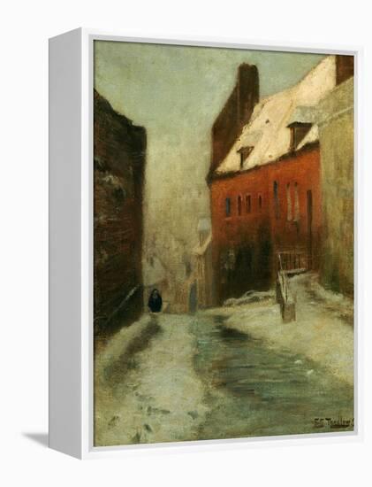 A Winter Street Scene, Montreuil-Fritz Thaulow-Framed Premier Image Canvas