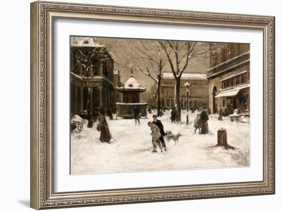 A Winter Street Scene, Paris-Luigi Loir-Framed Giclee Print