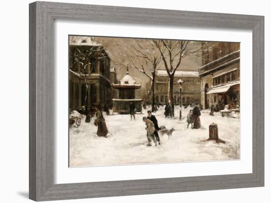 A Winter Street Scene, Paris-Luigi Loir-Framed Giclee Print