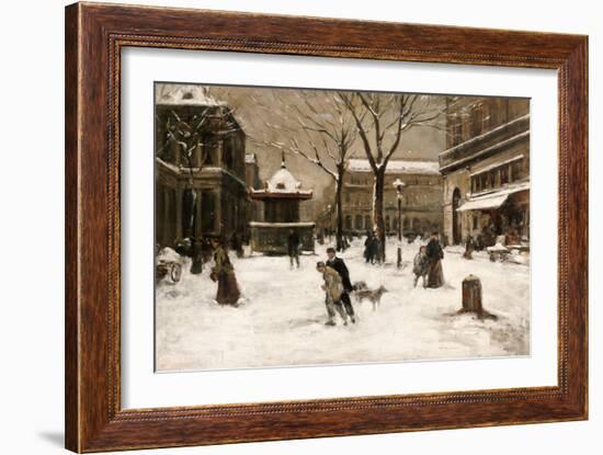 A Winter Street Scene, Paris-Luigi Loir-Framed Giclee Print