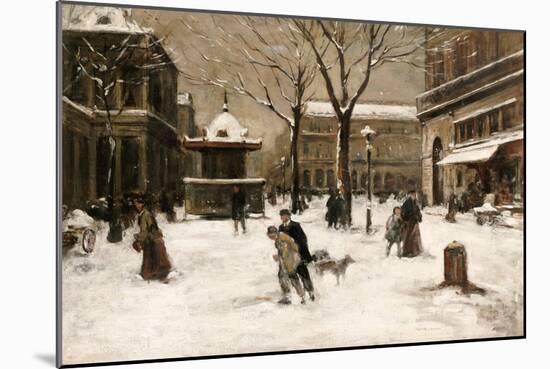 A Winter Street Scene, Paris-Luigi Loir-Mounted Giclee Print