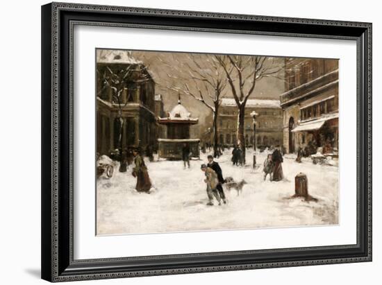 A Winter Street Scene, Paris-Luigi Loir-Framed Giclee Print