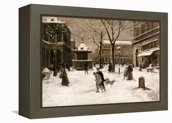 A Winter Street Scene, Paris-Luigi Loir-Framed Premier Image Canvas