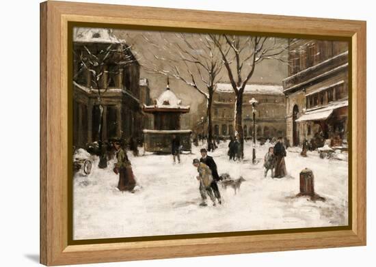 A Winter Street Scene, Paris-Luigi Loir-Framed Premier Image Canvas