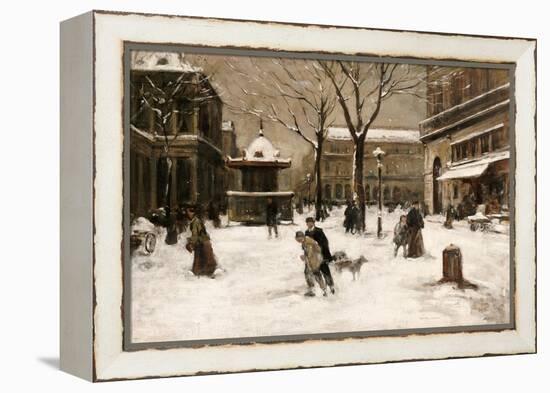 A Winter Street Scene, Paris-Luigi Loir-Framed Premier Image Canvas