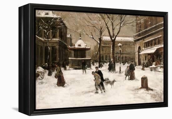 A Winter Street Scene, Paris-Luigi Loir-Framed Premier Image Canvas