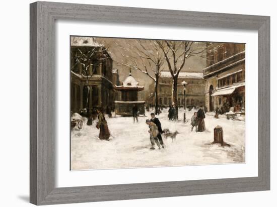 A Winter Street Scene, Paris-Luigi Loir-Framed Giclee Print