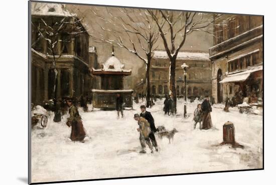 A Winter Street Scene, Paris-Luigi Loir-Mounted Giclee Print