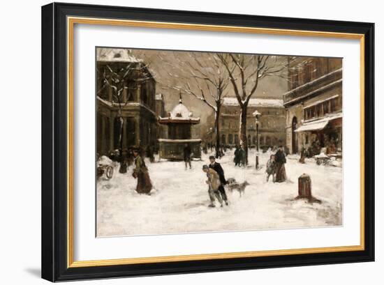A Winter Street Scene, Paris-Luigi Loir-Framed Giclee Print